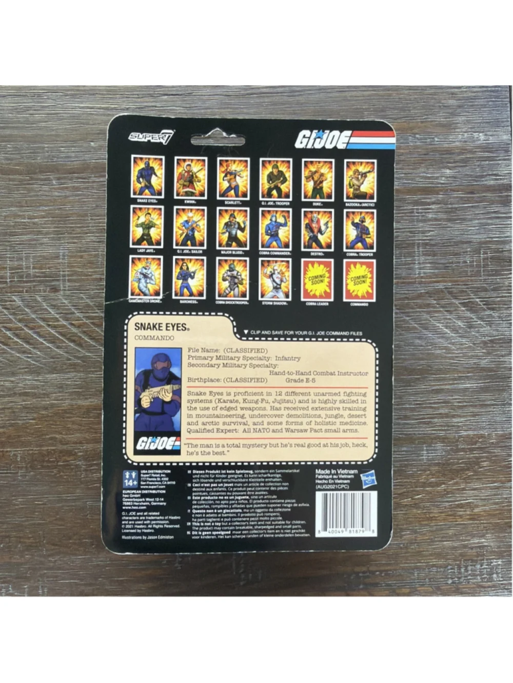 Super7 G.I. Joe Snake Eyes ReAction Boxed Action Figure Blue 2021 w/ Rifle
